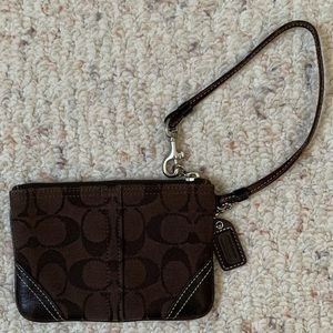 Coach Wristlet Wallet - Brown Pattern, Silver Hardware